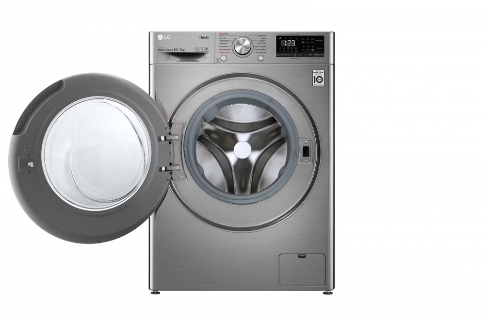 LG AI DD sunʼiy intellektli kir yuvish mashinasi, 8,5 kg, Kir yuvish va quritish, TurboWash59, ThinQ