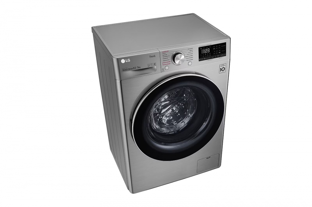 LG AI DD sunʼiy intellektli kir yuvish mashinasi, 8,5 kg, Kir yuvish va quritish, TurboWash59, ThinQ