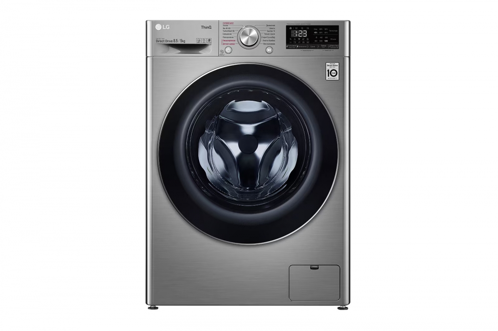 LG AI DD sunʼiy intellektli kir yuvish mashinasi, 8,5 kg, Kir yuvish va quritish, TurboWash59, ThinQ