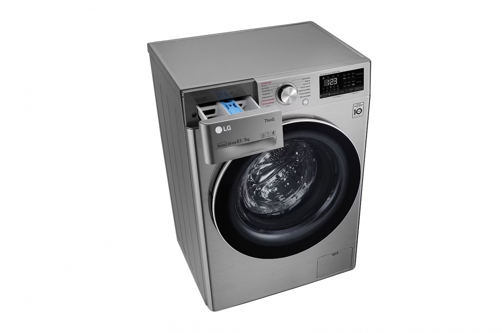 LG AI DD sunʼiy intellektli kir yuvish mashinasi, 8,5 kg, Kir yuvish va quritish, TurboWash59, ThinQ