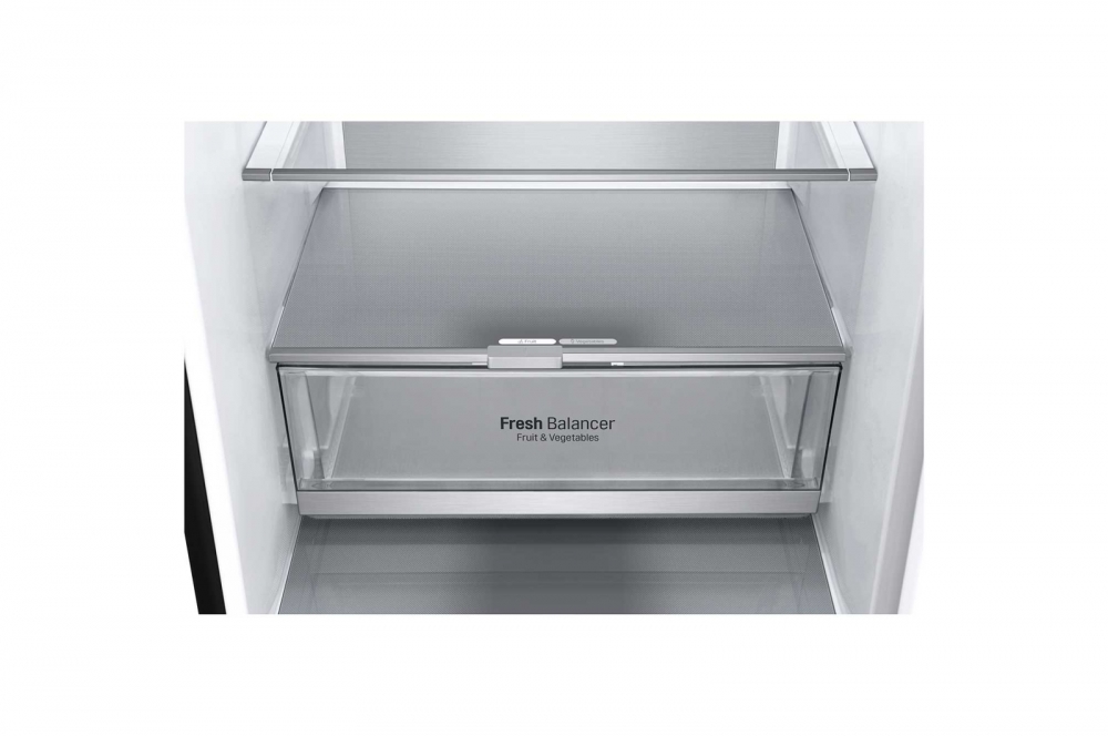 Hajm 384 l | Pastki muzlatgich kamerali LG sovutgich | Qora | DoorCooling⁺™ | Linear Inverter Compressor
