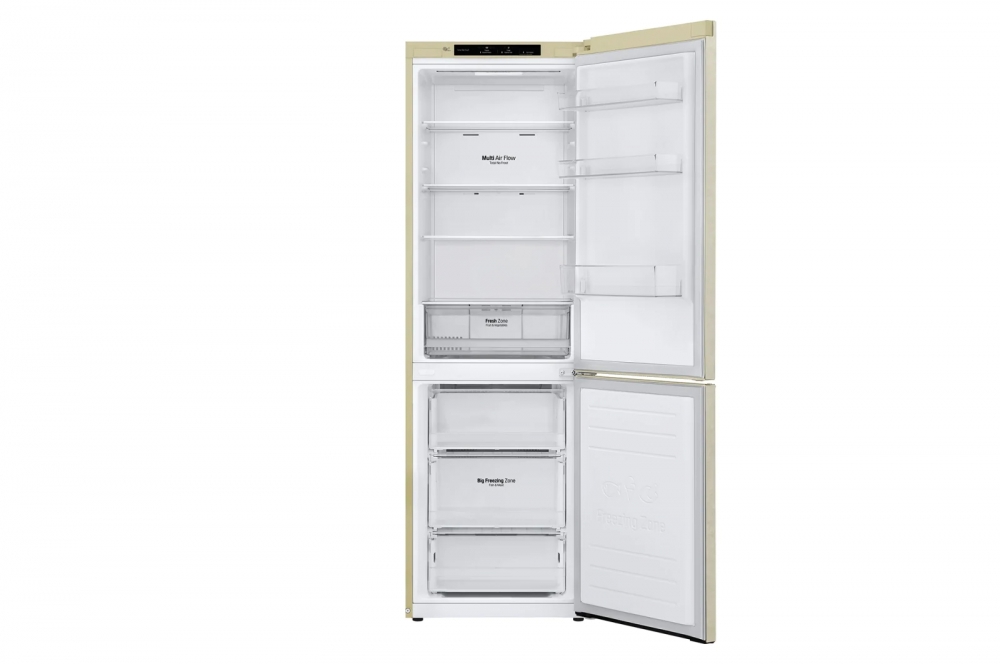 Hajm 341 l | Pastki muzlatgich kamerali LG sovutgich | Qaymoq rang | DoorCooling+™ | Smart Inverter Compressor