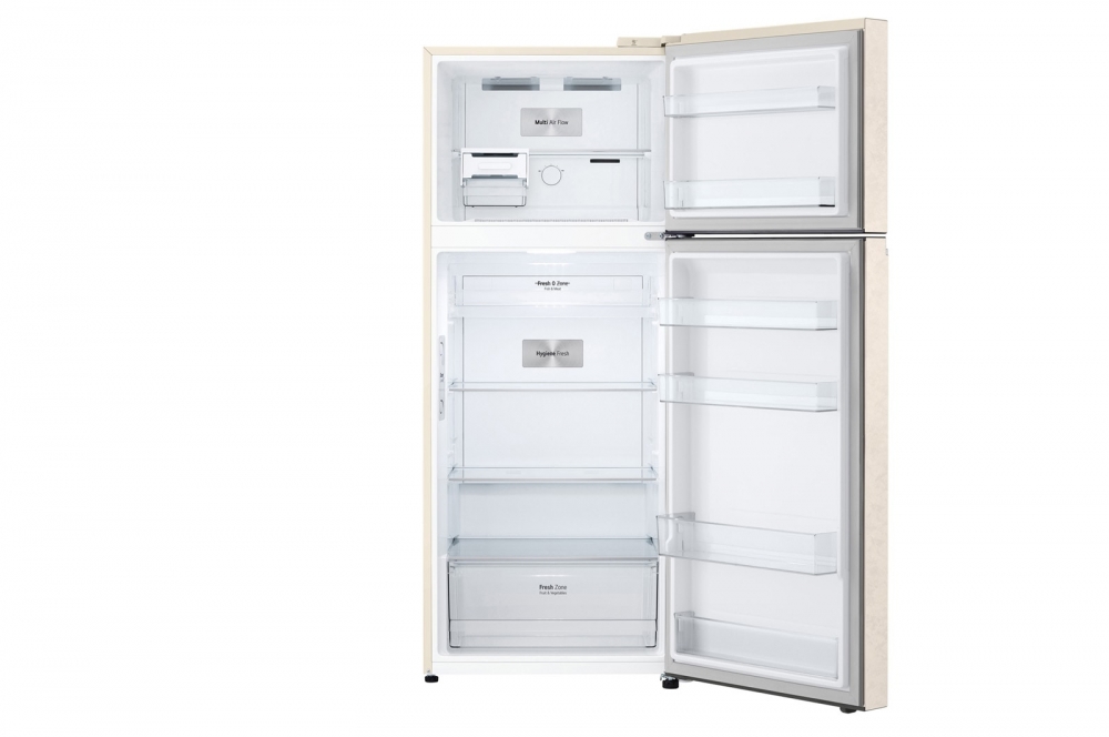Hajm 395 l | Yuqori muzlatgich kamerali LG sovutgich | Qaymoq rang | DoorCooling+™ | HygieneFresh+™ | Smart Inverter Compressor