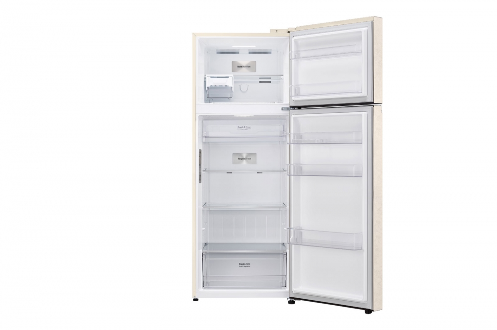 Hajm 461 l | Yuqori muzlatkich kamerali LG sovitkich | Qaymoq rang | DoorCooling+™ | HygieneFresh+™ | Smart Inverter Compressor