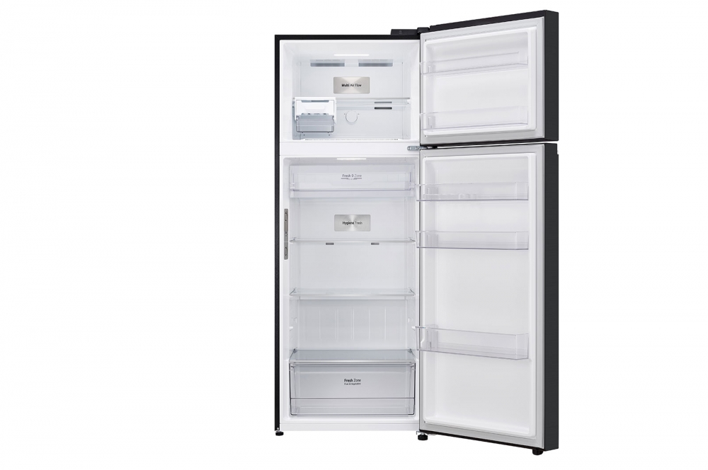 Hajm 461 l | Yuqori muzlatkich kamerali LG sovitkich | Qora rang | DoorCooling+™ | HygieneFresh+™ | Smart Inverter Compressor