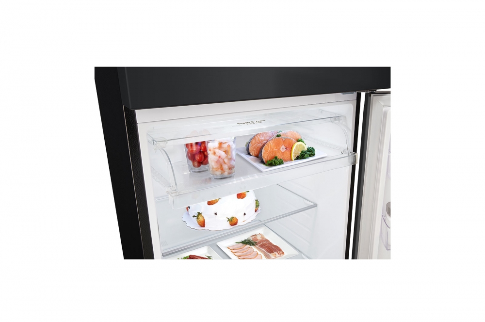 Hajm 461 l | Yuqori muzlatkich kamerali LG sovitkich | Qora rang | DoorCooling+™ | HygieneFresh+™ | Smart Inverter Compressor