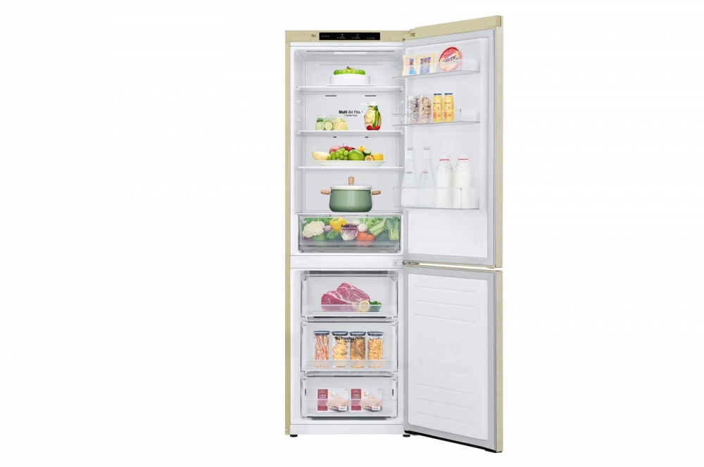 Hajm 341 l | Pastki muzlatgich kamerali LG sovutgich | Qaymoq rang | DoorCooling+™ | Smart Inverter Compressor
