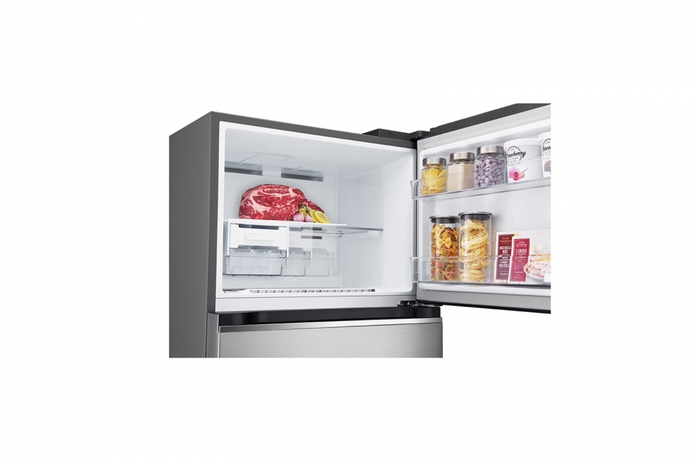 Hajm 395 l | Yuqori muzlatgich kamerali LG sovutgich | Kulrang | DoorCooling+™ | HygieneFresh+™ | Smart Inverter Compressor