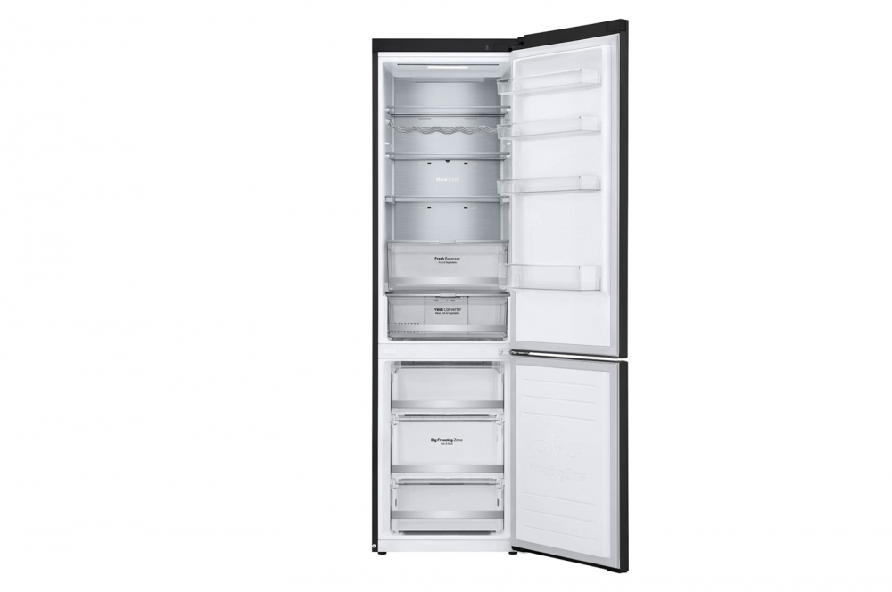 Hajm 384 l | Pastki muzlatgich kamerali LG sovutgich | Qora | DoorCooling⁺™ | Linear Inverter Compressor