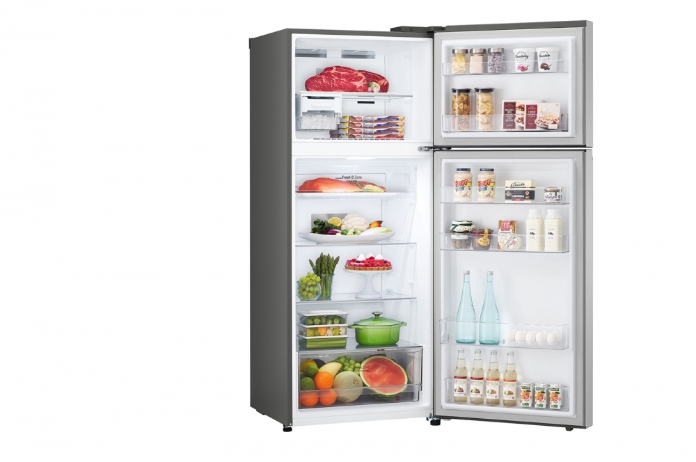 Hajm 395 l | Yuqori muzlatgich kamerali LG sovutgich | Kulrang | DoorCooling+™ | HygieneFresh+™ | Smart Inverter Compressor