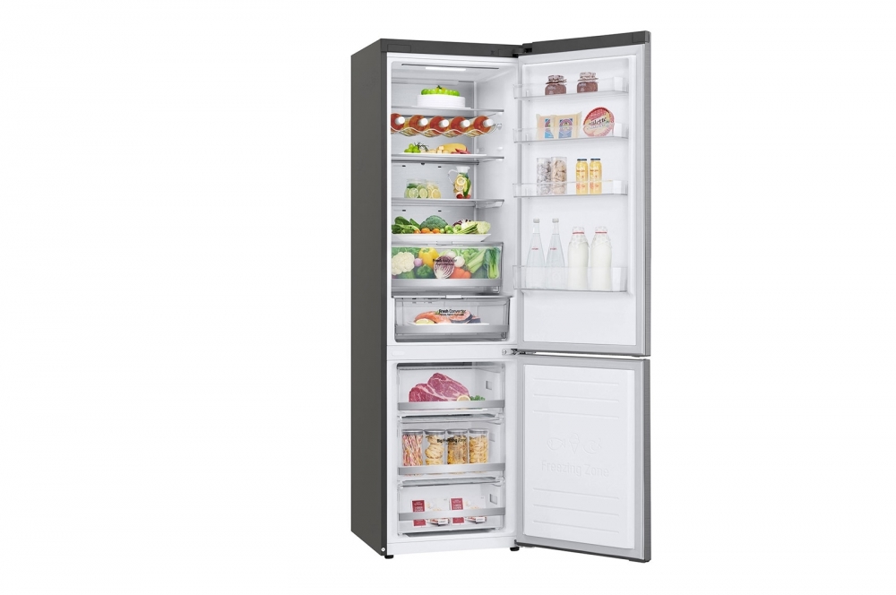 Hajm 384 l | Pastki muzlatgich kamerali LG sovutgich | Kulrang | DoorCooling⁺™ | Linear Inverter Compressor