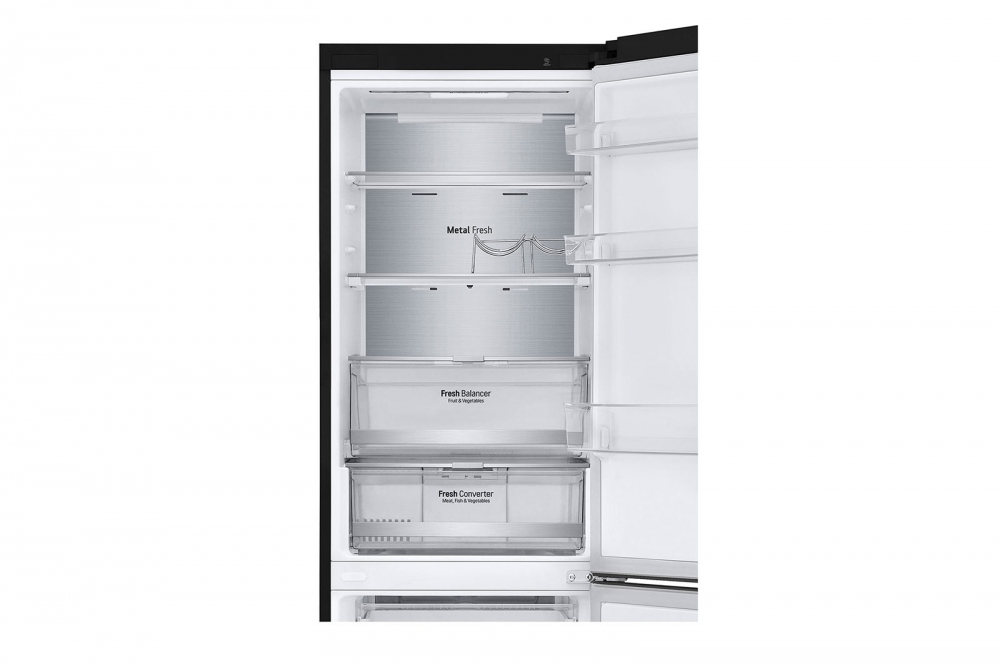 Hajm 341 l | Pastki muzlatgich kamerali LG sovutgich | Qora | DoorCooling⁺™ | Smart Inverter Compressor