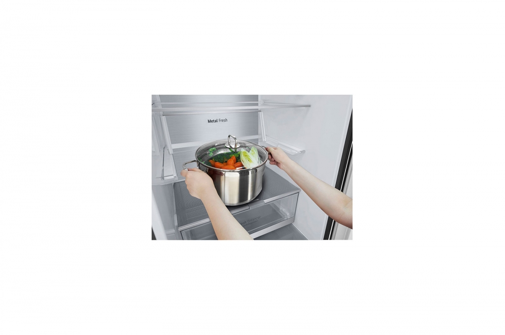 Hajm 341 l | Pastki muzlatgich kamerali LG sovutgich | Qora | DoorCooling⁺™ | Smart Inverter Compressor