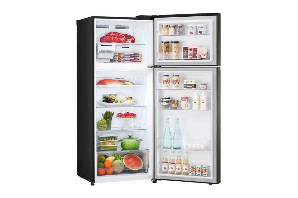 395 hajmli | Yuqori sovutgichli LG kamerali muzlatgich | Qora | DoorCooling+™ | HygieneFresh+™ | Smart Inverter Compressor