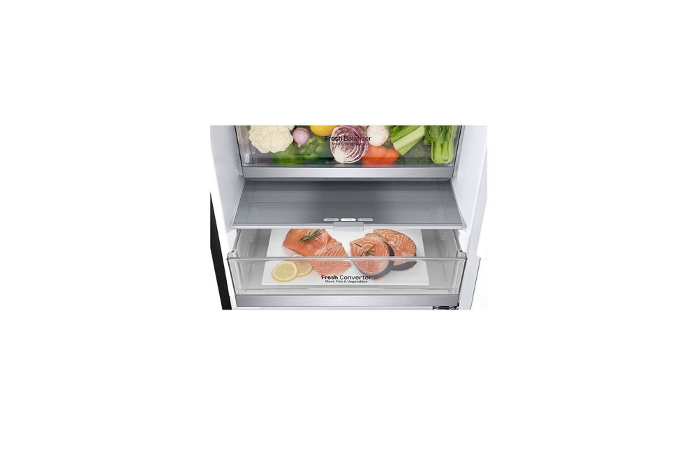 Hajm 341 l | Pastki muzlatgich kamerali LG sovutgich | Qora | DoorCooling⁺™ | Smart Inverter Compressor