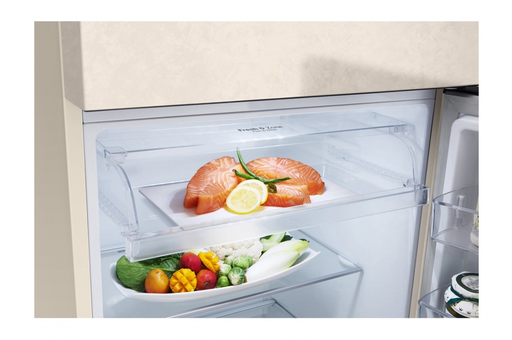 Hajm 395 l | Yuqori muzlatgich kamerali LG sovutgich | Qaymoq rang | DoorCooling+™ | HygieneFresh+™ | Smart Inverter Compressor