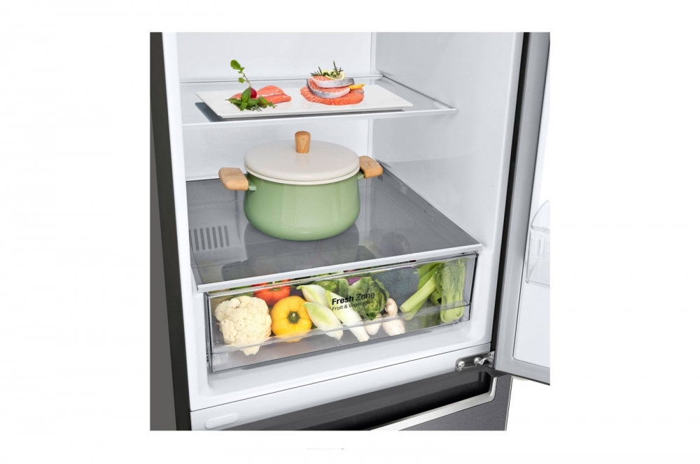 Hajm 341 l | Pastki muzlatgich kamerali LG sovutgich | Kulrang | DoorCooling+™ | Smart Inverter Compressor