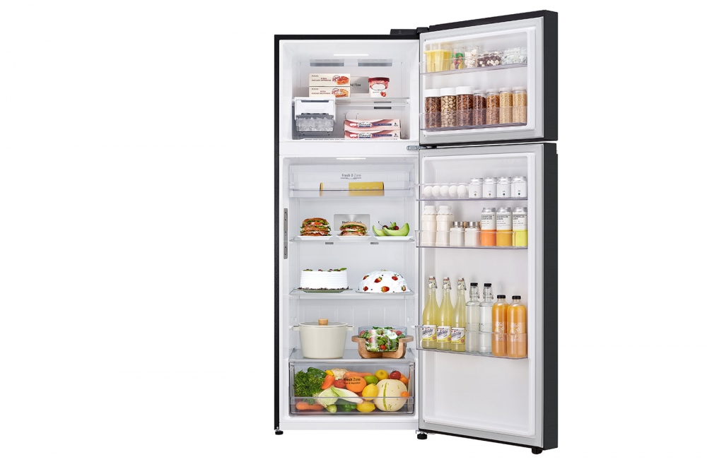 Hajm 461 l | Yuqori muzlatkich kamerali LG sovitkich | Qora rang | DoorCooling+™ | HygieneFresh+™ | Smart Inverter Compressor