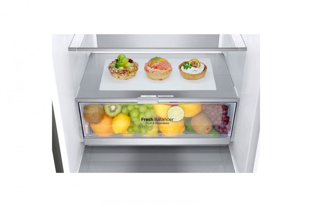 Hajm 384 l | Pastki muzlatgich kamerali LG sovutgich | Kulrang | DoorCooling⁺™ | Linear Inverter Compressor