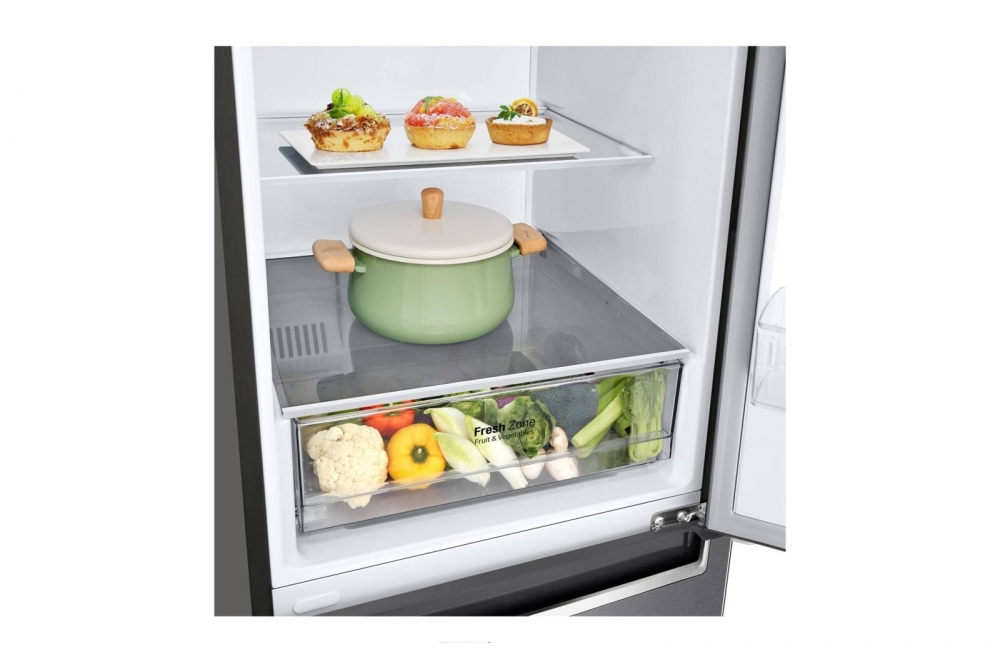 Hajm 384 l | Pastki muzlatgich kamerali LG sovutgich | Kulrang | DoorCooling⁺™ | Linear Inverter Compressor