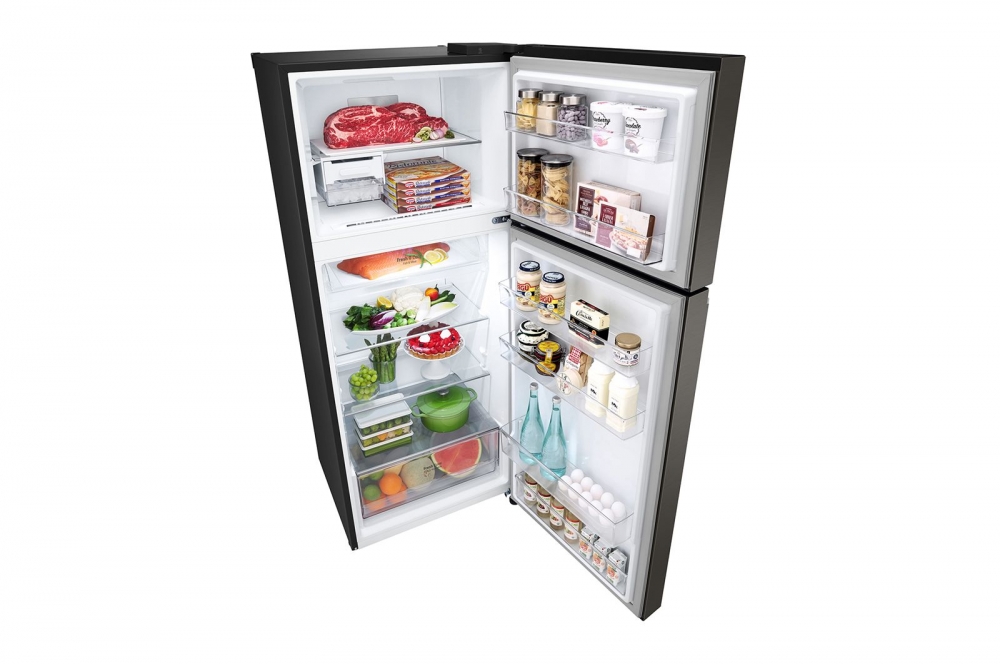 395 hajmli | Yuqori sovutgichli LG kamerali muzlatgich | Qora | DoorCooling+™ | HygieneFresh+™ | Smart Inverter Compressor