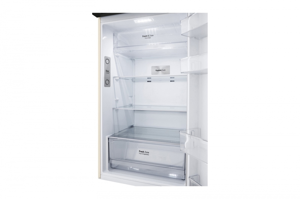Hajm 395 l | Yuqori muzlatgich kamerali LG sovutgich | Qaymoq rang | DoorCooling+™ | HygieneFresh+™ | Smart Inverter Compressor