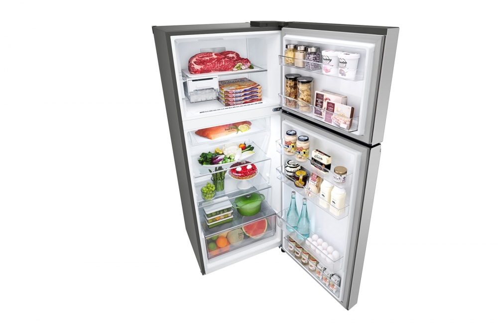 Hajm 395 l | Yuqori muzlatgich kamerali LG sovutgich | Kulrang | DoorCooling+™ | HygieneFresh+™ | Smart Inverter Compressor