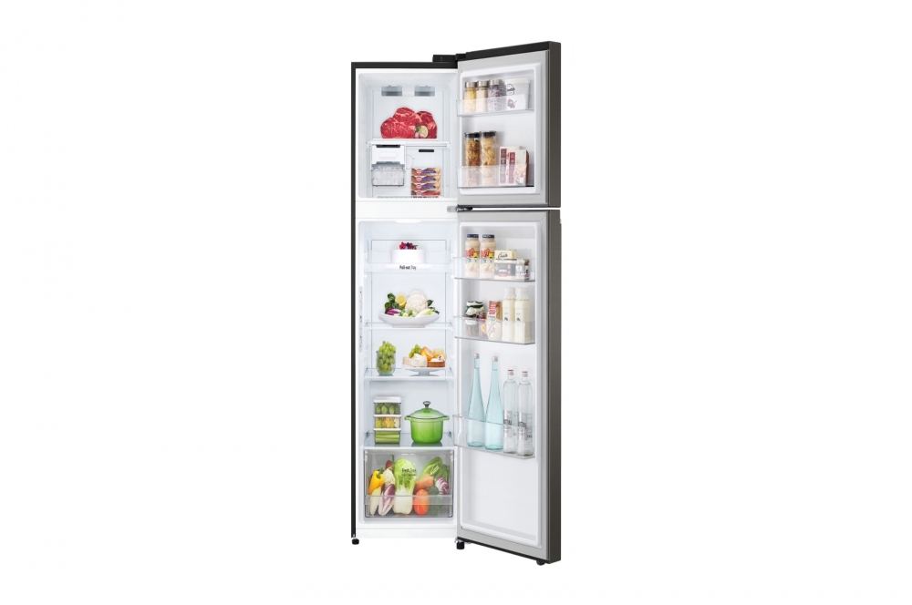 395 hajmli | Yuqori sovutgichli LG kamerali muzlatgich | Qora | DoorCooling+™ | HygieneFresh+™ | Smart Inverter Compressor
