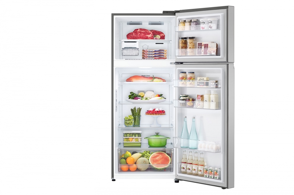 Hajm 395 l | Yuqori muzlatgich kamerali LG sovutgich | Kulrang | DoorCooling+™ | HygieneFresh+™ | Smart Inverter Compressor