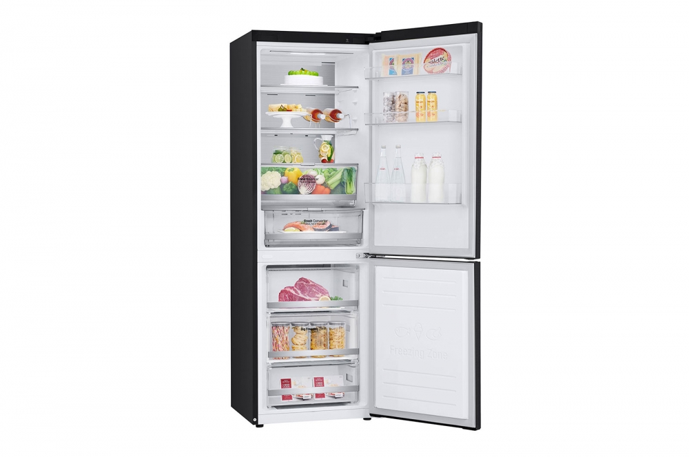 Hajm 341 l | Pastki muzlatgich kamerali LG sovutgich | Qora | DoorCooling⁺™ | Smart Inverter Compressor