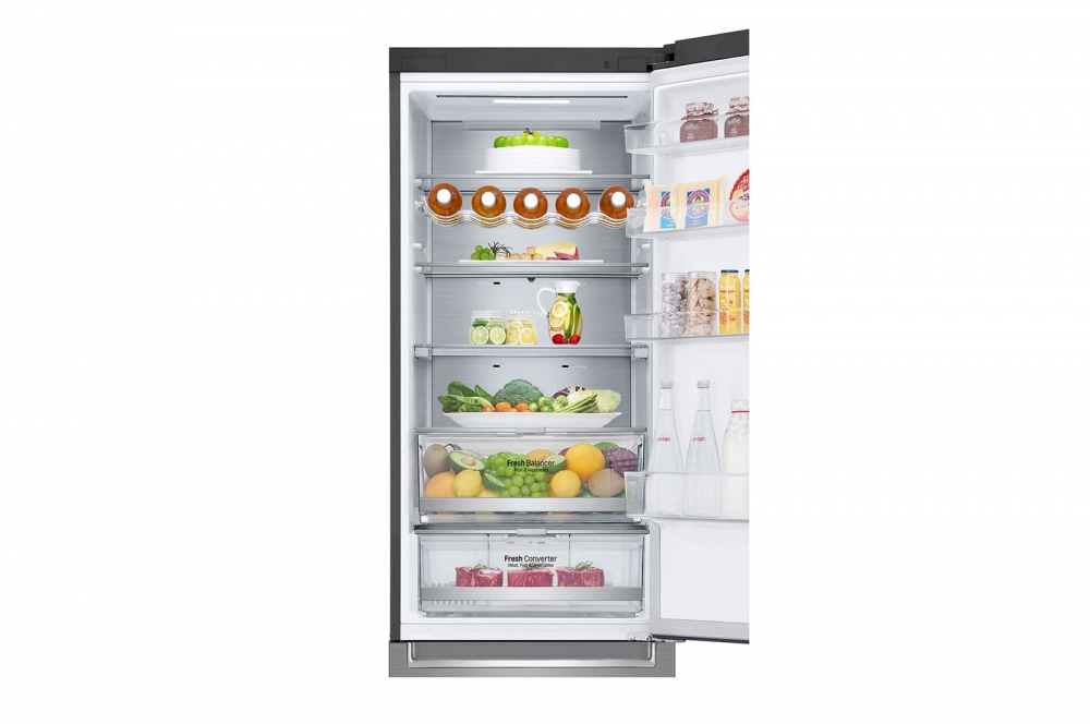 Hajm 384 l | Pastki muzlatgich kamerali LG sovutgich | Kulrang | DoorCooling⁺™ | Linear Inverter Compressor