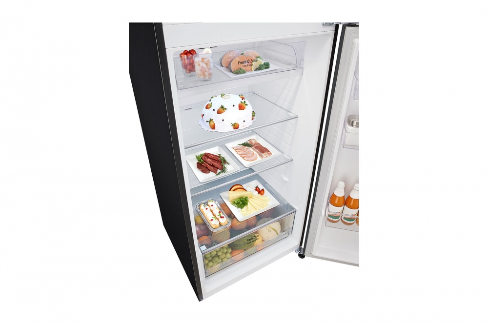 Hajm 461 l | Yuqori muzlatkich kamerali LG sovitkich | Qora rang | DoorCooling+™ | HygieneFresh+™ | Smart Inverter Compressor