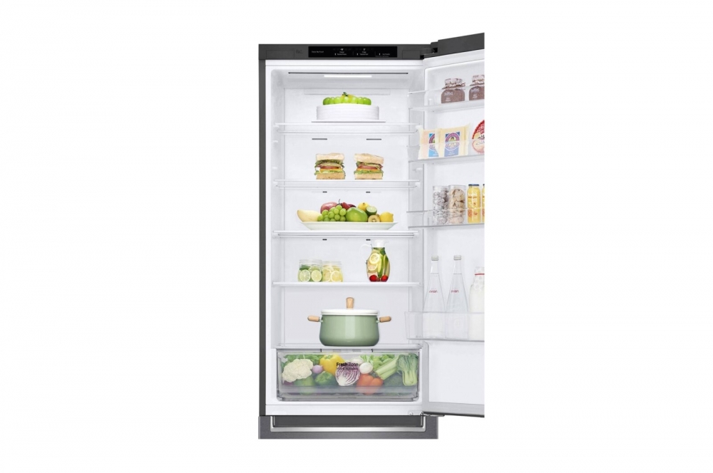 Hajm 384 l | Pastki muzlatgich kamerali LG sovutgich | Kulrang | DoorCooling⁺™ | Linear Inverter Compressor