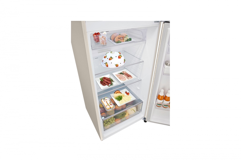 Hajm 461 l | Yuqori muzlatkich kamerali LG sovitkich | Qaymoq rang | DoorCooling+™ | HygieneFresh+™ | Smart Inverter Compressor