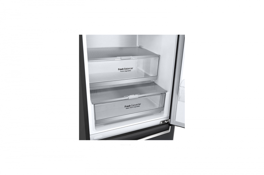 Hajm 341 l | Pastki muzlatgich kamerali LG sovutgich | Qora | DoorCooling⁺™ | Smart Inverter Compressor