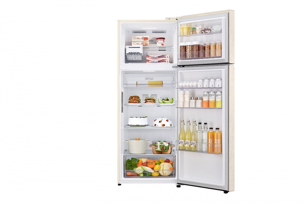 Hajm 461 l | Yuqori muzlatkich kamerali LG sovitkich | Qaymoq rang | DoorCooling+™ | HygieneFresh+™ | Smart Inverter Compressor