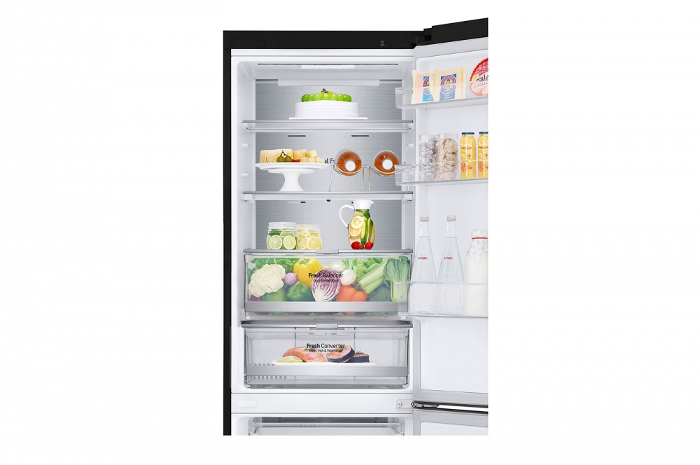 Hajm 341 l | Pastki muzlatgich kamerali LG sovutgich | Qora | DoorCooling⁺™ | Smart Inverter Compressor