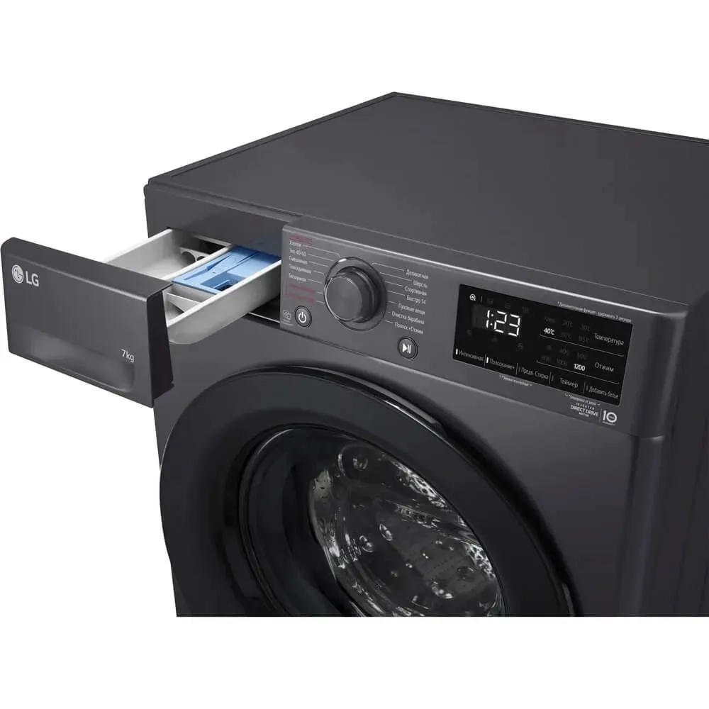 Стиральная машина узкая LG F2V3HS6J с паром, 7 кг