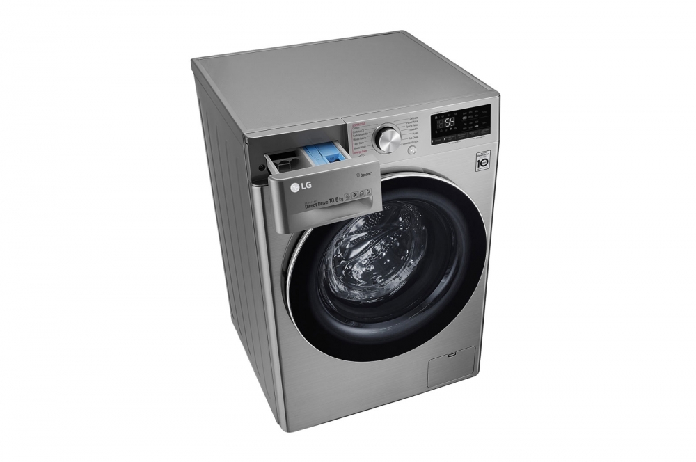 Sunʼiy intellektli LG AI DD kir yuvish mashinasi, 8,5 kg, Steam bugʻ bilan kir yuvish, ThinQ, TurboWash360